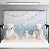 Aperturee - Aperturee Cold Winter Polar Bear Sky Photo Cake Smash Backdrop